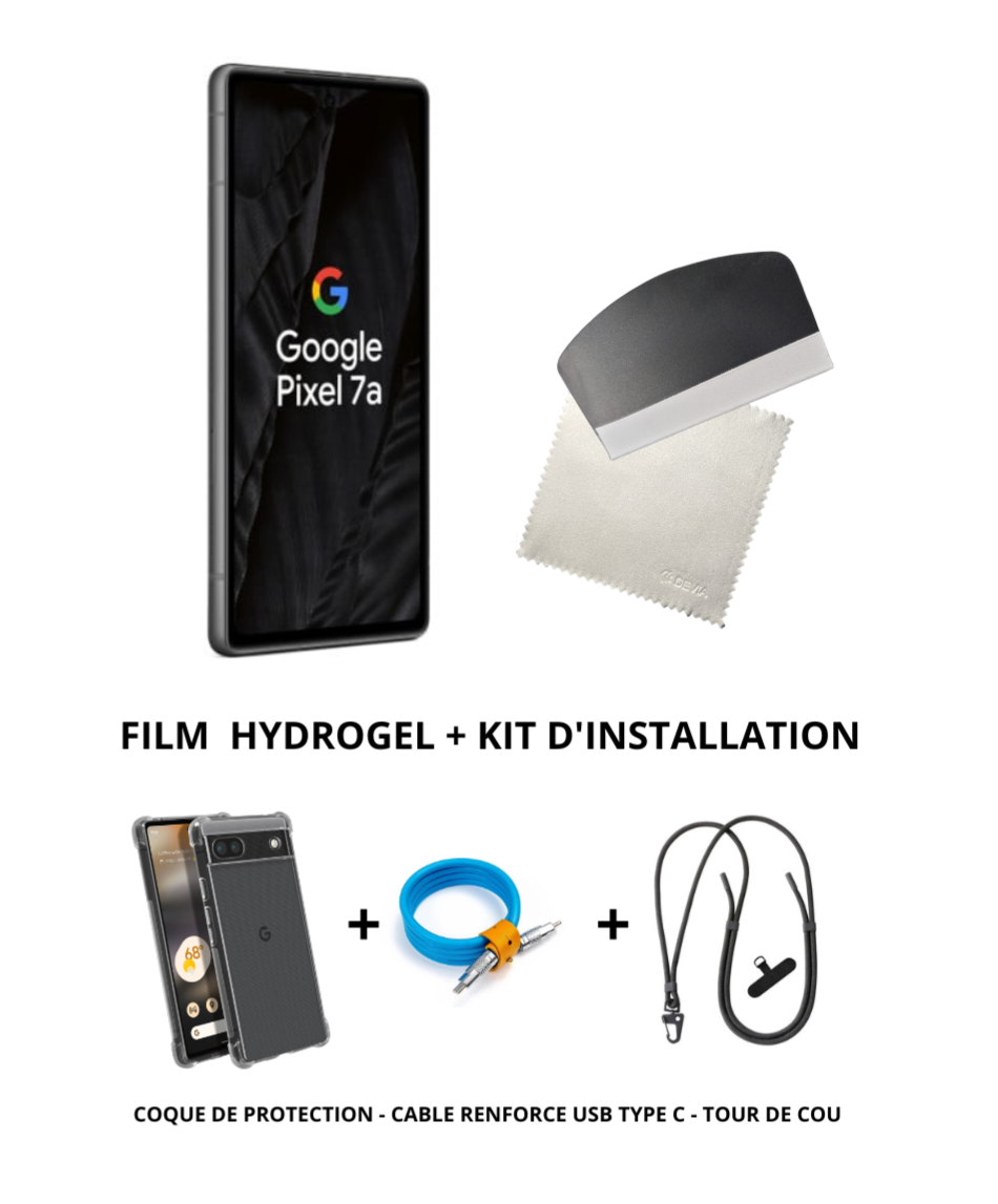 Protection Pack Intégrale : Film Hydrogel, Coque renforcée, Câble de charge et Tour de cou