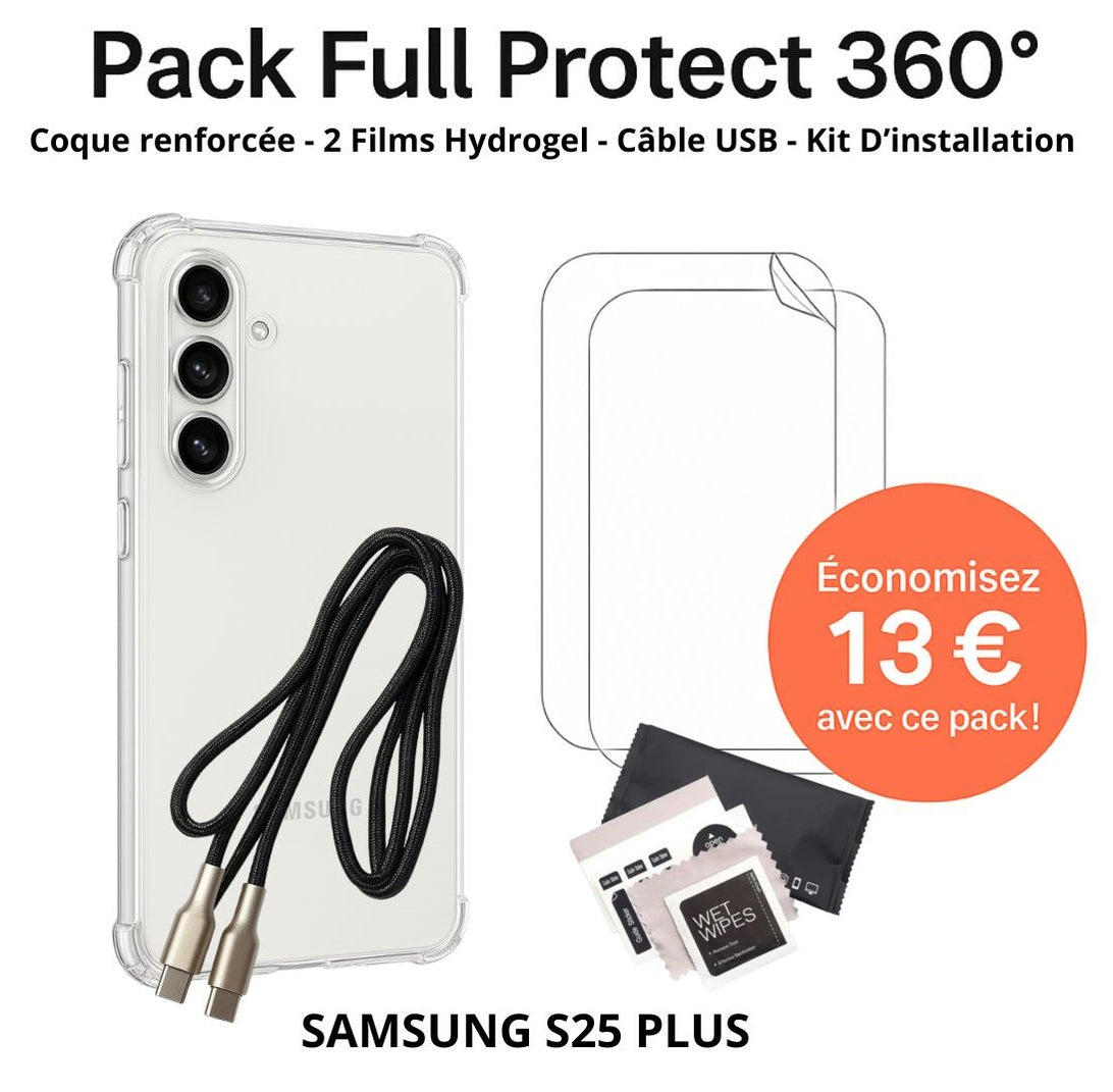 Pack Full Protect 360° Samsung S25 Plus – Case + 2 Hydrogel Films ...