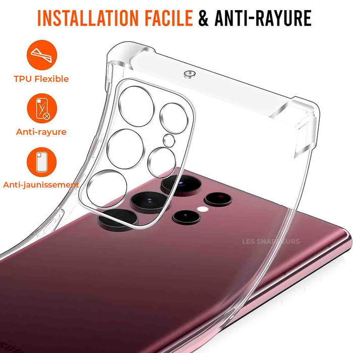 Luxury Camera Lens Glass Film Protection Four Corner Air Cushion Case for  Samsung S23 Ultra S22 Plus Bumper Shockproof Cover