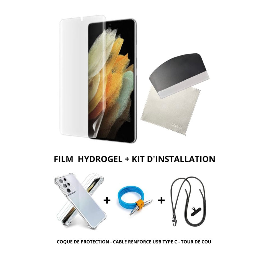 Shot - Pack de 3 Films Hydrogel pour SAMSUNG Galaxy S21 Ultra Incurve Ecran  Protection Transparent - Protection écran tablette - Rue du Commerce